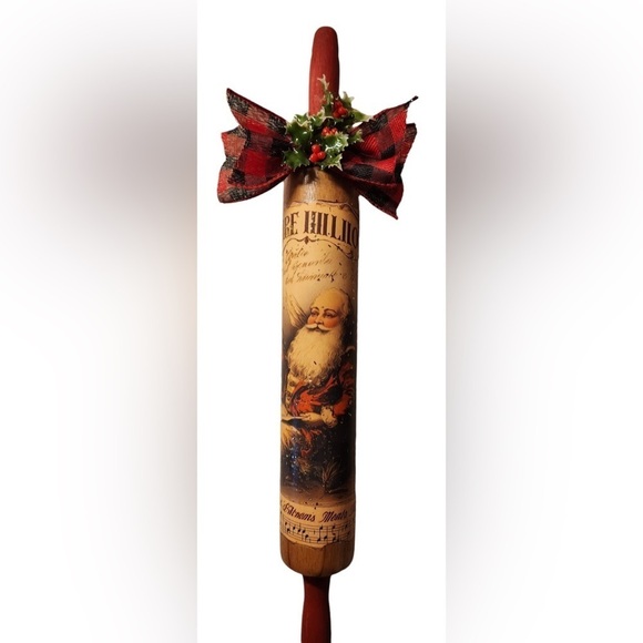 New OOAK Old-Fashioned Country Santa Claus Rolling Pin Holiday Decor Christmas - Picture 1 of 2